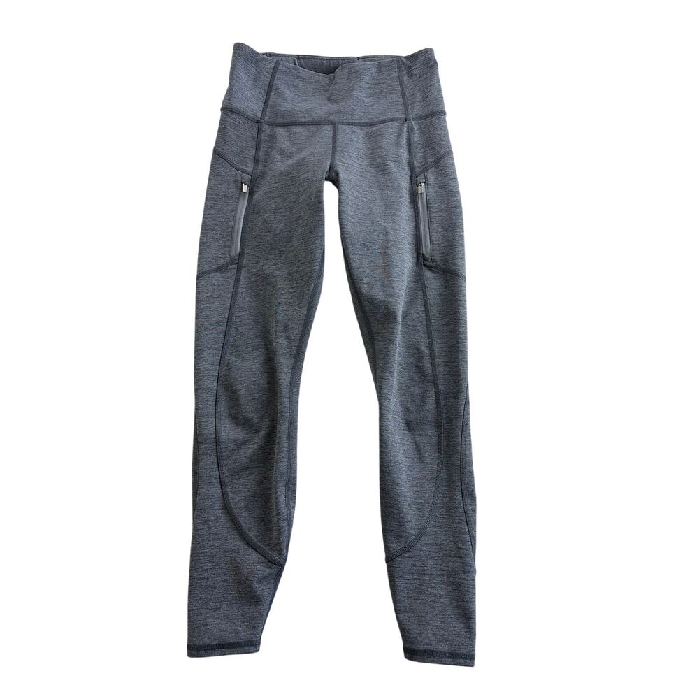 Athleta Rainier Tight Leggings XS Heathered Gray Zip Pocket Athletic Yoga